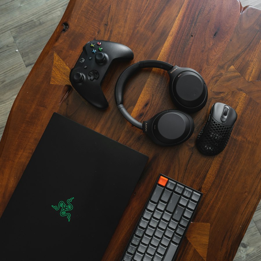 Illustrative controller and gaming accessories photograph